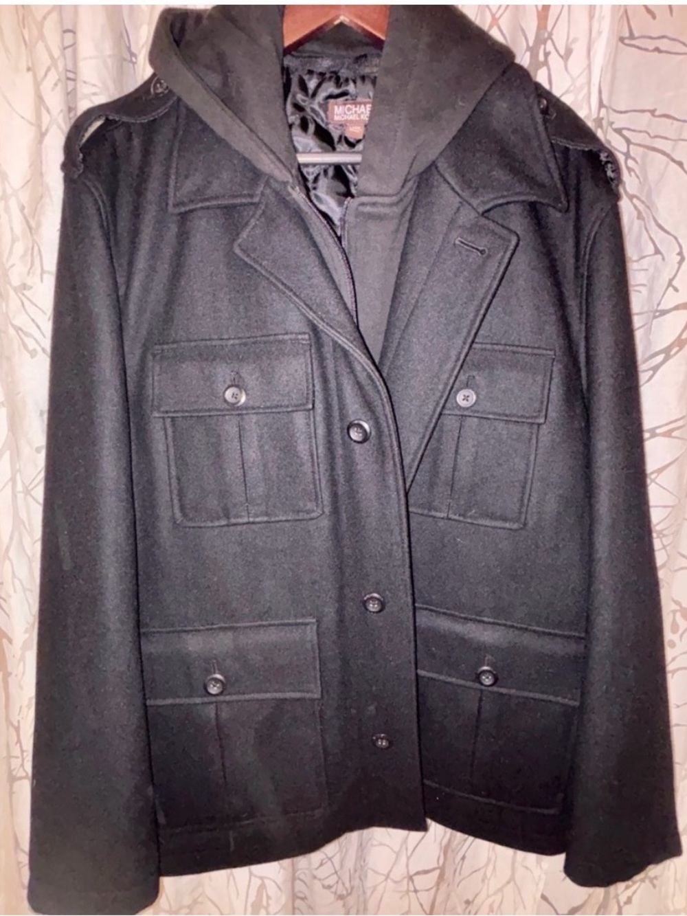 Michael Kors Men’s Peacoat with Removable Hood – Size L